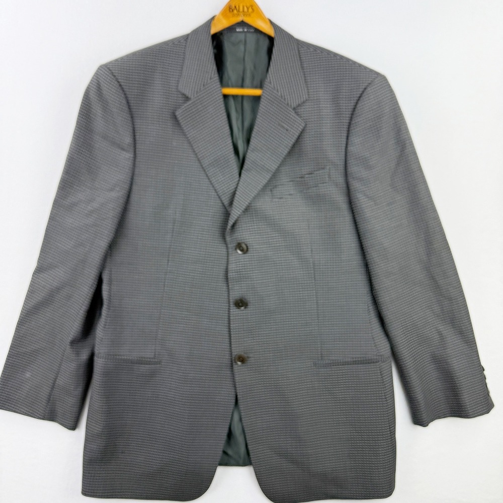 ARMANI Wool Woven 3 button Tweed Sportcoat Blazer Jacket Size 44 R Gray‎ *FLAW